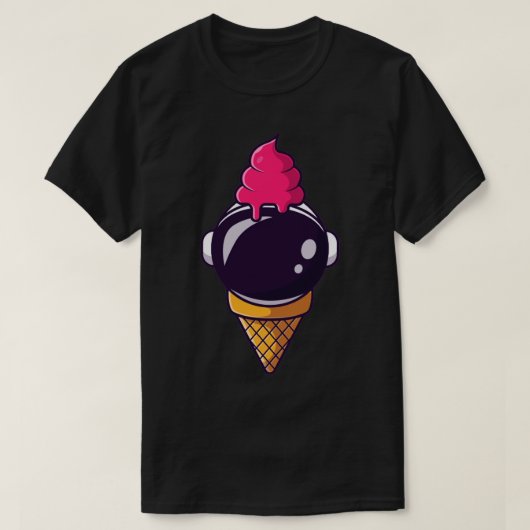 かわいい宇宙飛行士アイスクリーム Tシャツ (デザイン正面)