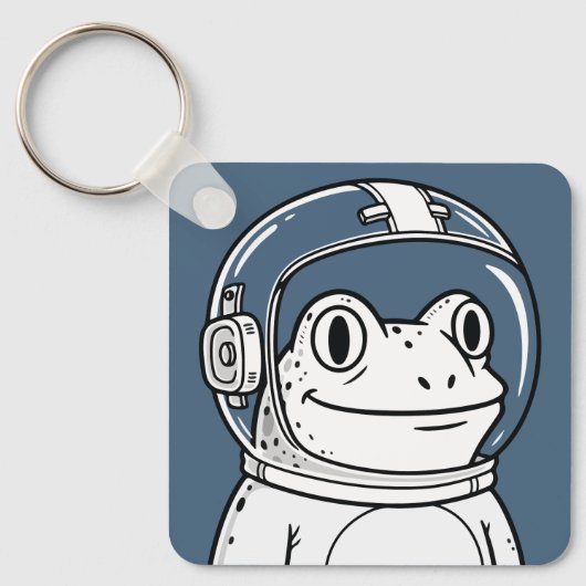 かわいい宇宙飛行士カエル 宇宙の冒険 キーホルダー (正面)