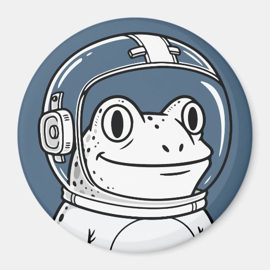 かわいい宇宙飛行士カエル 宇宙の冒険 マグネット (正面)
