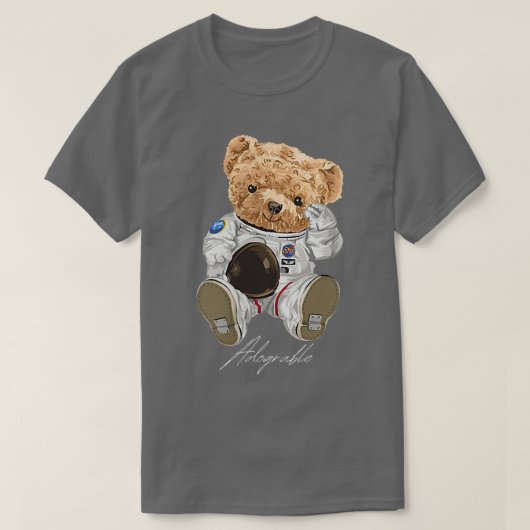 かわいい宇宙飛行士クマ憧れ Tシャツ (デザイン正面)