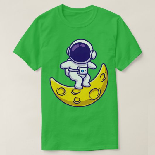 かわいい宇宙飛行士サーフィンオンムーン Tシャツ (デザイン正面)