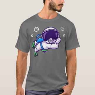 かわいい宇宙飛行士シュノーケリング漫画 Tシャツ