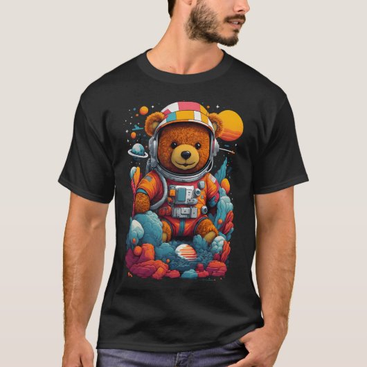 かわいい宇宙飛行士テディベア Tシャツ (正面)
