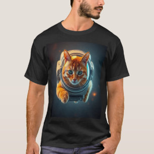 かわいい宇宙飛行士ネコのスペースTシャツ Tシャツ