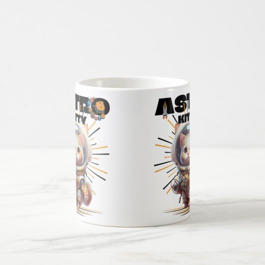 かわいい宇宙飛行士ネコ |アストロ子猫 |宇宙猫 コーヒーマグカップ (中央)