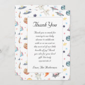 かわいい宇宙飛行士ベビーシャワーサンキューカード サンキューカード (正面/裏面)