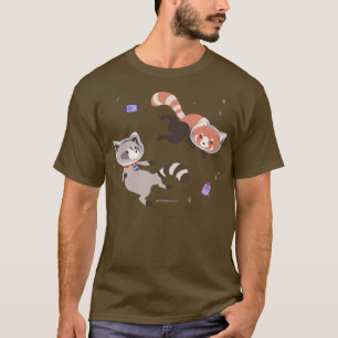 かわいい宇宙飛行士ラクーンとレッドパンダロケット宇宙 Tシャツ