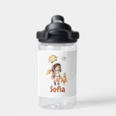 かわいい宇宙飛行士宇宙アドベンチャーパーソナライズされた ウォーターボトル (背面)