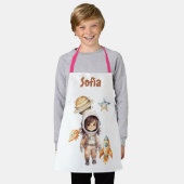 かわいい宇宙飛行士宇宙アドベンチャーパーソナライズされた エプロン (着用した状態)