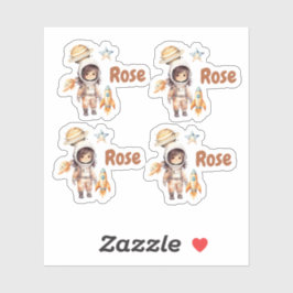 かわいい宇宙飛行士宇宙アドベンチャーパーソナライズされた シール