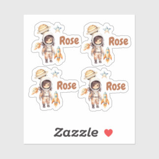 かわいい宇宙飛行士宇宙アドベンチャーパーソナライズされた シール