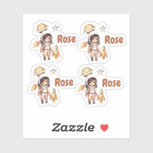 かわいい宇宙飛行士宇宙アドベンチャーパーソナライズされた シール (シート)