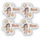 かわいい宇宙飛行士宇宙アドベンチャーパーソナライズされた シール (正面)