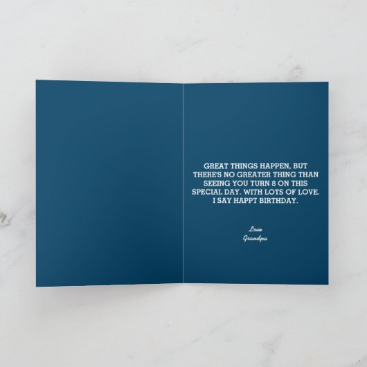 かわいい宇宙飛行士宇宙ブルー宇宙8誕生日 カード (内部)