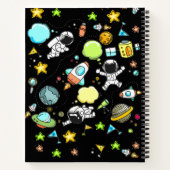 かわいい宇宙飛行士宇宙ロケットのパターン名 ノートブック (裏面)