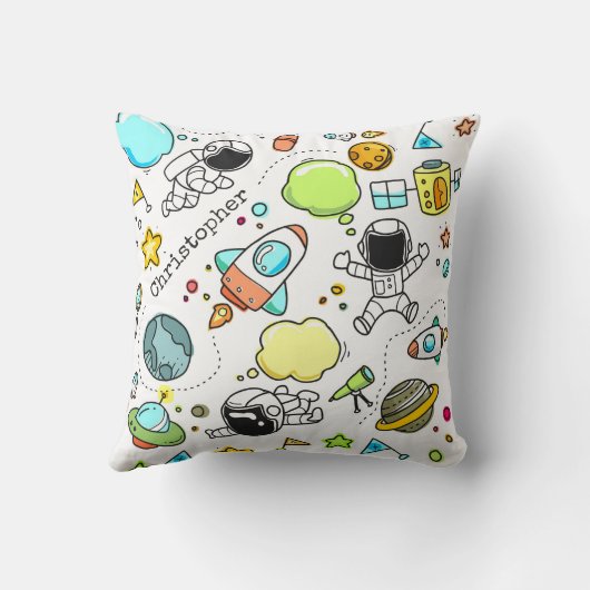 かわいい宇宙飛行士宇宙惑星カスタム クッション (裏面)
