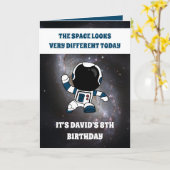かわいい宇宙飛行士宇宙銀河系キッズ8誕生日 カード (黄色い花)