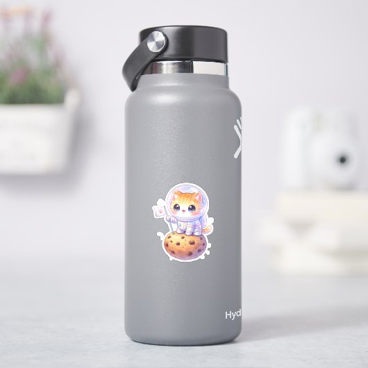 かわいい宇宙飛行士猫のビニールステッカー シール (HydroFlask)