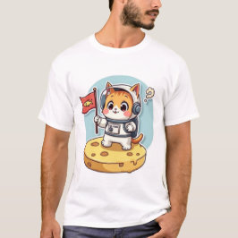 かわいい宇宙飛行士猫 月面着陸 かわいい宇宙キティ Tシャツ