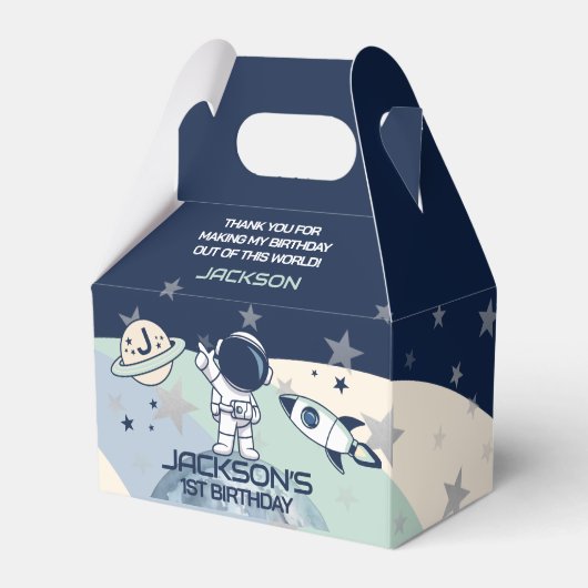 かわいい宇宙飛行士誕生日 フェイバーボックス (正面サイド)