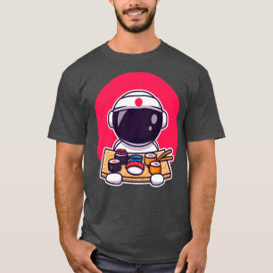 かわいい宇宙飛行士食べ物の寿司 Tシャツ