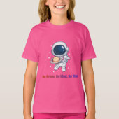 かわいい宇宙飛行士 土星 惑星 宇宙探検家 Tシャツ (正面)