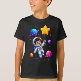 かわいい宇宙飛行士 宇宙探検 子供の誕生日 Tシャツ