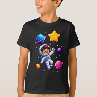 かわいい宇宙飛行士 宇宙探検 子供の誕生日 Tシャツ