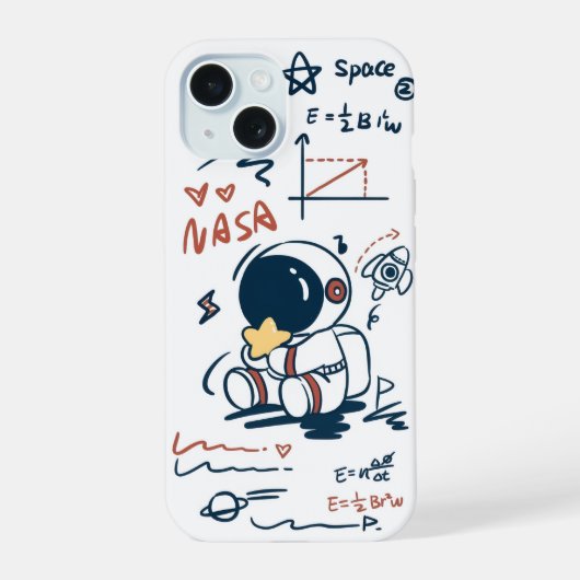  かわいい宇宙飛行士 宇宙 カートゥーン スマホケース iPhone 15ケース (裏面)