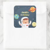 かわいい宇宙飛行士 銀河 宇宙 少年の誕生日ステッカー スクエアシール (バッグ)