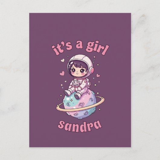 かわいい宇宙飛行士It's a Girl ポストカード (正面)