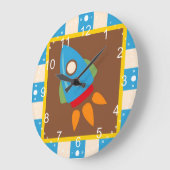 かわいい宇宙飛行船のロケットの宇宙の青の子供 ラージ壁時計 (傾斜)