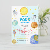 かわいい宇宙4thキッド誕生日 招待状 (スタンド正面)