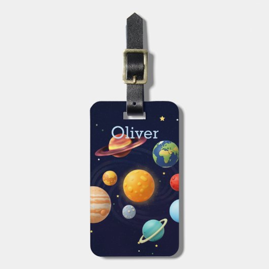 かわいい宇宙 外太陽系 名前入り ラゲッジタグ (正面縦)