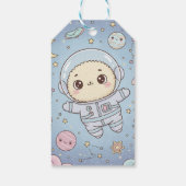 かわいい宇宙 - 宇宙飛行士と笑顔の月 ギフトタグ (裏面)
