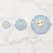 かわいい宇宙 - 宇宙飛行士と笑顔の月 コンフェッティ (正面)