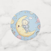 かわいい宇宙 - 宇宙飛行士と笑顔の月 コンフェッティ (スモール正面)
