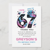 かわいい宇宙 7歳の誕生日 | 6歳と7歳の子供  サンキューカード (正面)