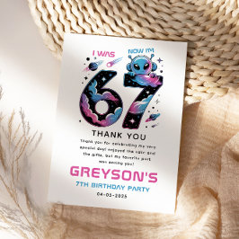 かわいい宇宙 7歳の誕生日 | 6歳と7歳の子供 サンキューカード