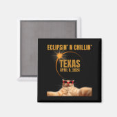 かわいい完全日食猫テキサス マグネット (正面/裏面)