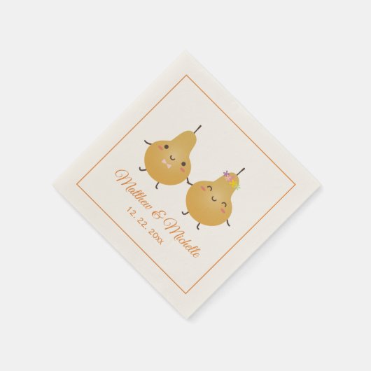 かわいい完璧な洋ナシ完璧なペアエレガントな結婚式 スタンダードカクテルナプキン (角)