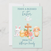かわいい宗教復活祭の動物 シーズンカード (正面)