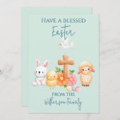 かわいい宗教復活祭の動物 シーズンカード (正面/裏面)