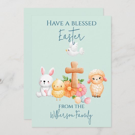 かわいい宗教復活祭の動物 シーズンカード (正面/裏面)