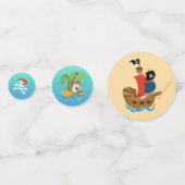 かわいい宝の地図ボーイ海賊誕生日パーティー コンフェッティ (裏面)