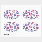 かわいい宝石のパターン 楕円形シール (シート)