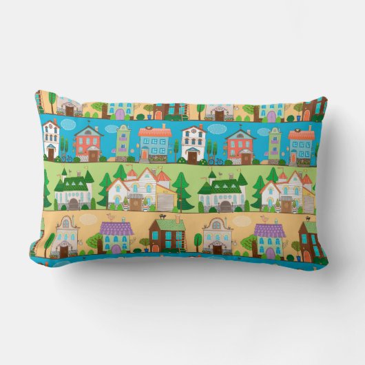 かわいい家たち ランバークッション (正面)