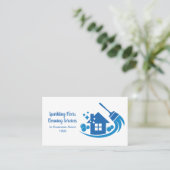 かわいい家のメイドサービス青い箒 名刺 (スタンド正面)