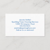 かわいい家のメイドサービス青い箒 名刺 (裏面)