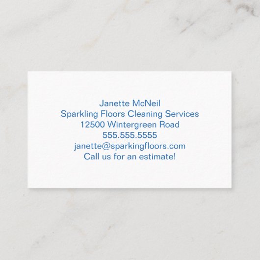 かわいい家のメイドサービス青い箒 名刺 (裏面)